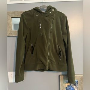 Green fleece zippered hooded jacket